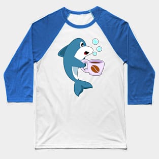 Dolphin Coffee Cup Baseball T-Shirt